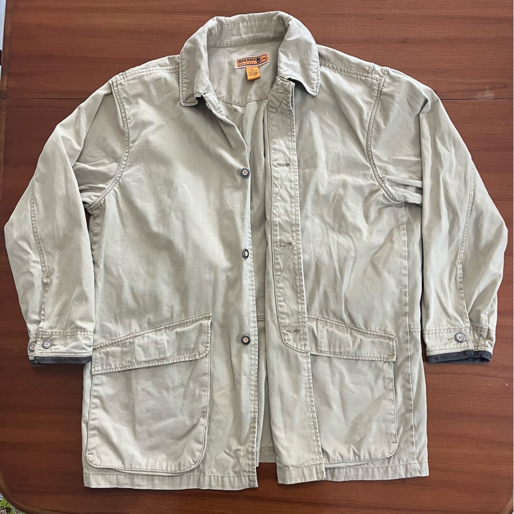 Sperry Top-Sider Khaki Canvas Chore Jacket | Menβs L Utility Field Coat - Picture 5 of 15